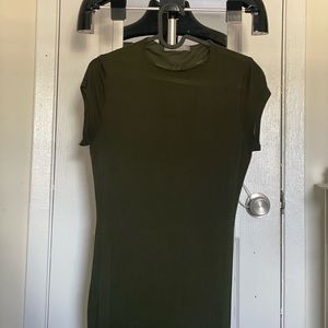 Olive Cotton dress, down to the knee!